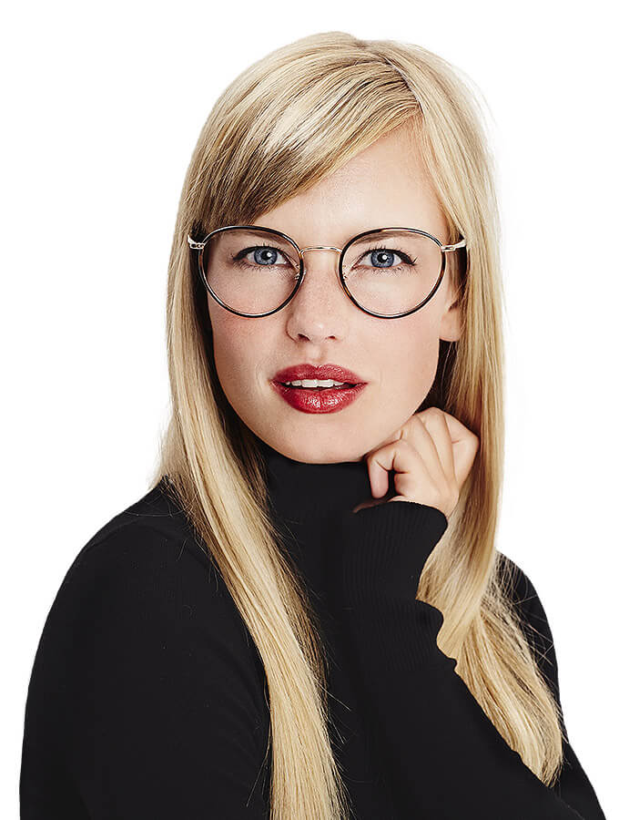 Woman wearing designer glasses