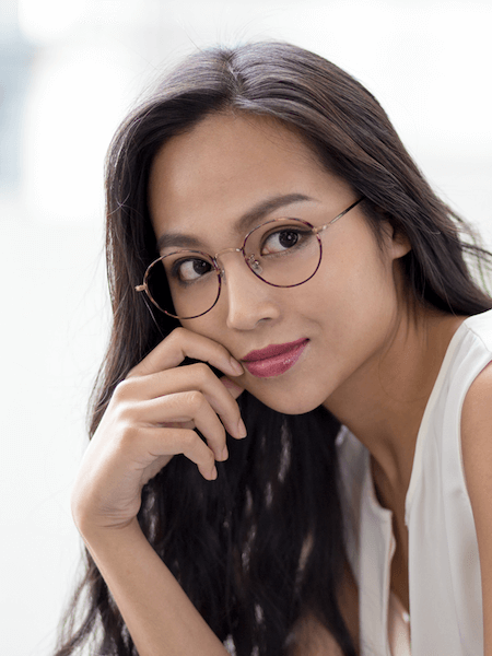 Sophisticated woman wearing glasses